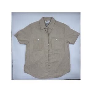 CBNY Womens Linen Button Down‎ Short Sleeve Shirt